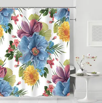

Floral Bamboo Dandelion Maple Leaf Flower Fabric Waterproof Polyester Shower Curtains Bathroom Curtain Bath Accessory Printing