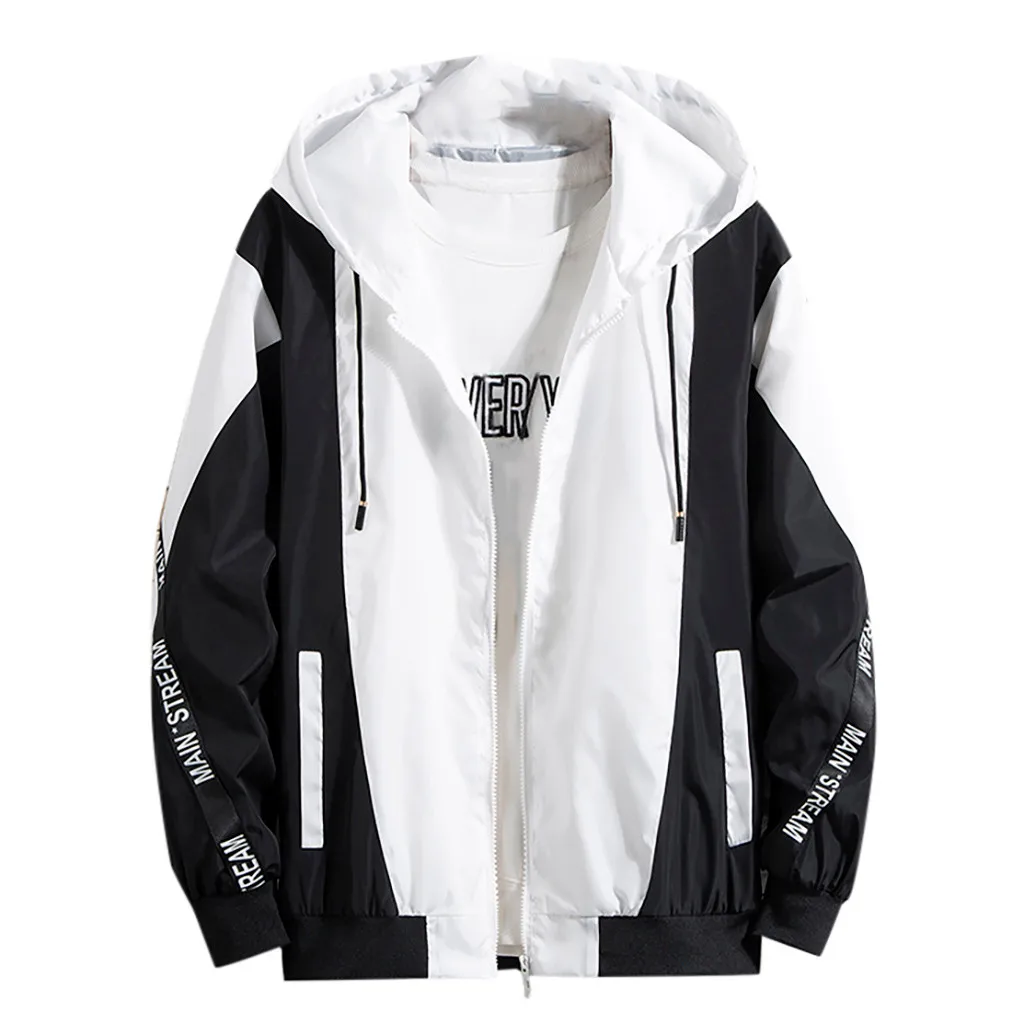

KANCOOLD New Spring Autumn Hooded Jackets Men Patchwork Pullover Jacket Fashion Tracksuit Coat Men Hip Hop Streetwear Jacket Men