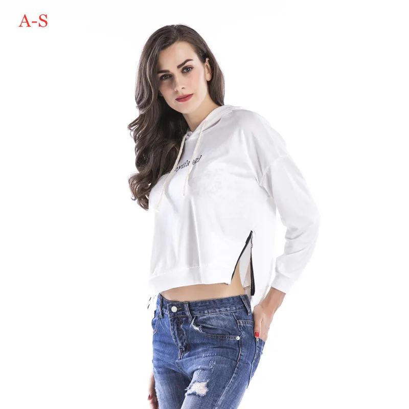 

Women Hoodies Letter Embroidered Casual Solid Loose Drawstring Sweatshirt Fashion Long Sleeve Hooded 2019 Autumn Female Pullover