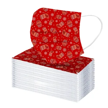 

50/100pcs Adult Disposable Mask Printed Christmas Non-woven Masks Adults 3-layer Anti-dust Masks Protective Safety Mascarilla
