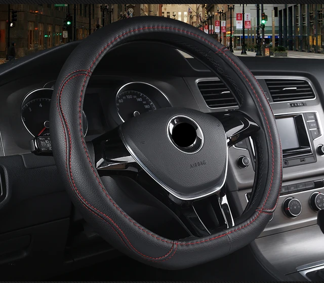 Coprivolante Auto Upgrade4cars In Finta Pelle - Nero/Rosso Universale 37-39cm - Foto 10