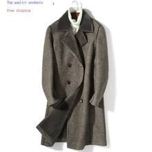 Мужское пальто с натуральным мехом, осенне-зимняя куртка, двубортные шерстяные пальто размера плюс Abrigo Hombre M8672B KJ3511