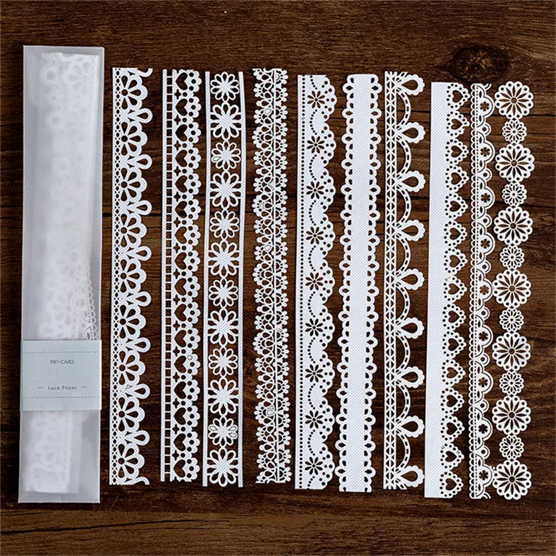 

InLoveArts White Lace Paper Hollow Frame Border Pattern Lace Edge Papers for DIY Scrapbooking/Card Making/Kids Fun Decoration