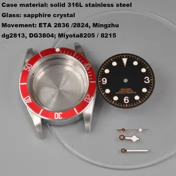 

Watches Case 41mm dial hands Watch Parts Brass Coated 316L S Steel Fit ETA 2836/2824 Miyota8205 8215 movement for mens mechanica