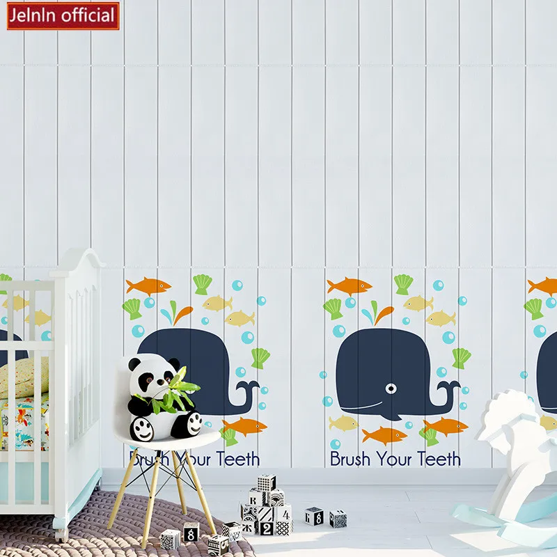 

3d foam wall stickers children's room wood grain cartoon wallpaper kindergarten anti-collision self-adhesive soft bag wallpaper