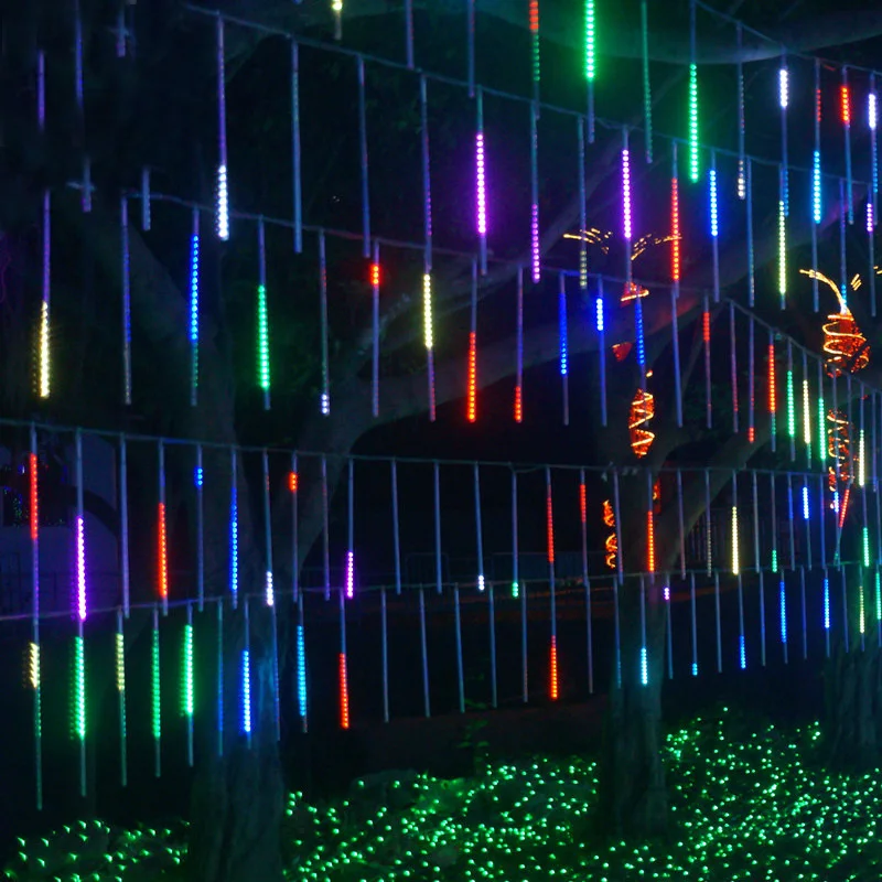 Рождественские огни наружные метеоритные душевые лампы-трубки 30 см 50 см 8 трубок светодиодный светящаяся гирлянда Новогодние украшения дома Navidad
