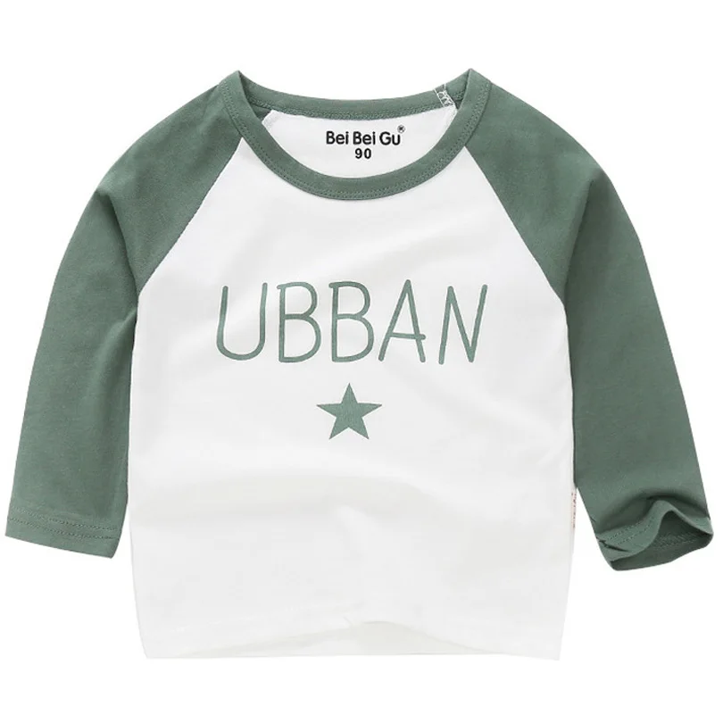 

T-shirts Boys Splice Long Sleeve Tops Girls Autumn Winter Cotton Letter Sweatshirt 2 3 4 5 6 Years Children T Shirts Clothing