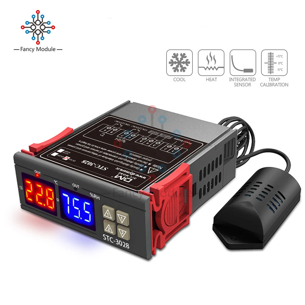 Двойной цифровой регулятор температуры 12V 24V 110V 220V STC 3028 10A термостат контроль