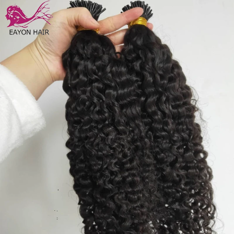 

Peruvian Sassy Curly I Tip In Hair Extensions Microlinks Human Hair Extensions 8inch-30inch 100 Strands/Set Natural Color