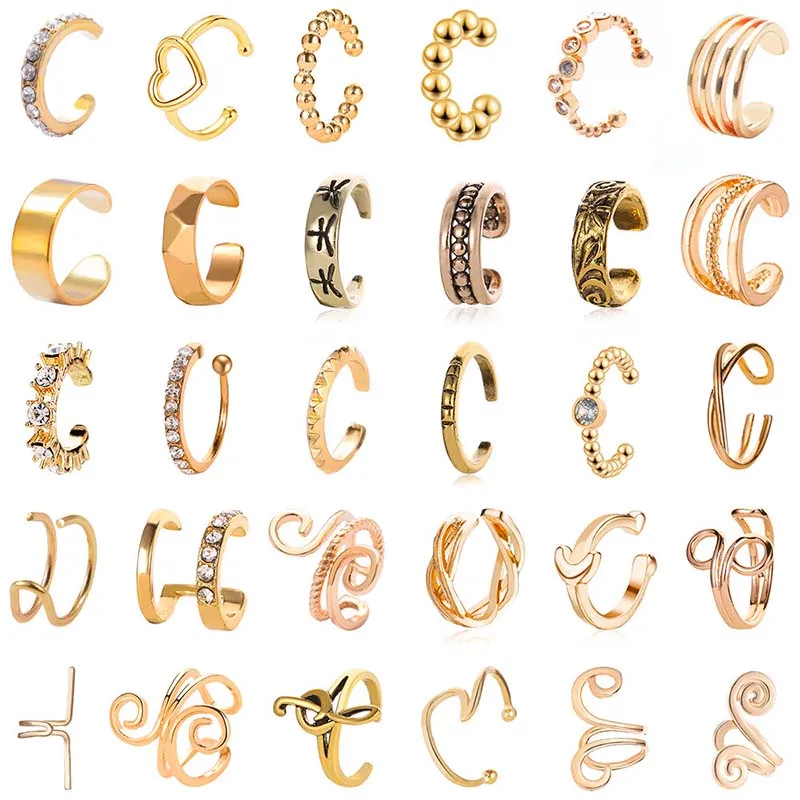 Reducido Pendientes Vintage con Clip para la oreja para mujer, joyería de personalidad Punk sencilla en forma de U, sin Piercing, accesorios de regalo, 1 ud. Erb1ej8JEd0