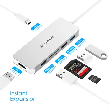USB C Hub with 4K HDMI, 3 USB A, SD/Micro SD Card Reader and Charging Adapter for MacBook Pro 13/15/16 (Thunderbolt 3),Surface usb c hub with sd micro sd card reader for macbook 12 inch