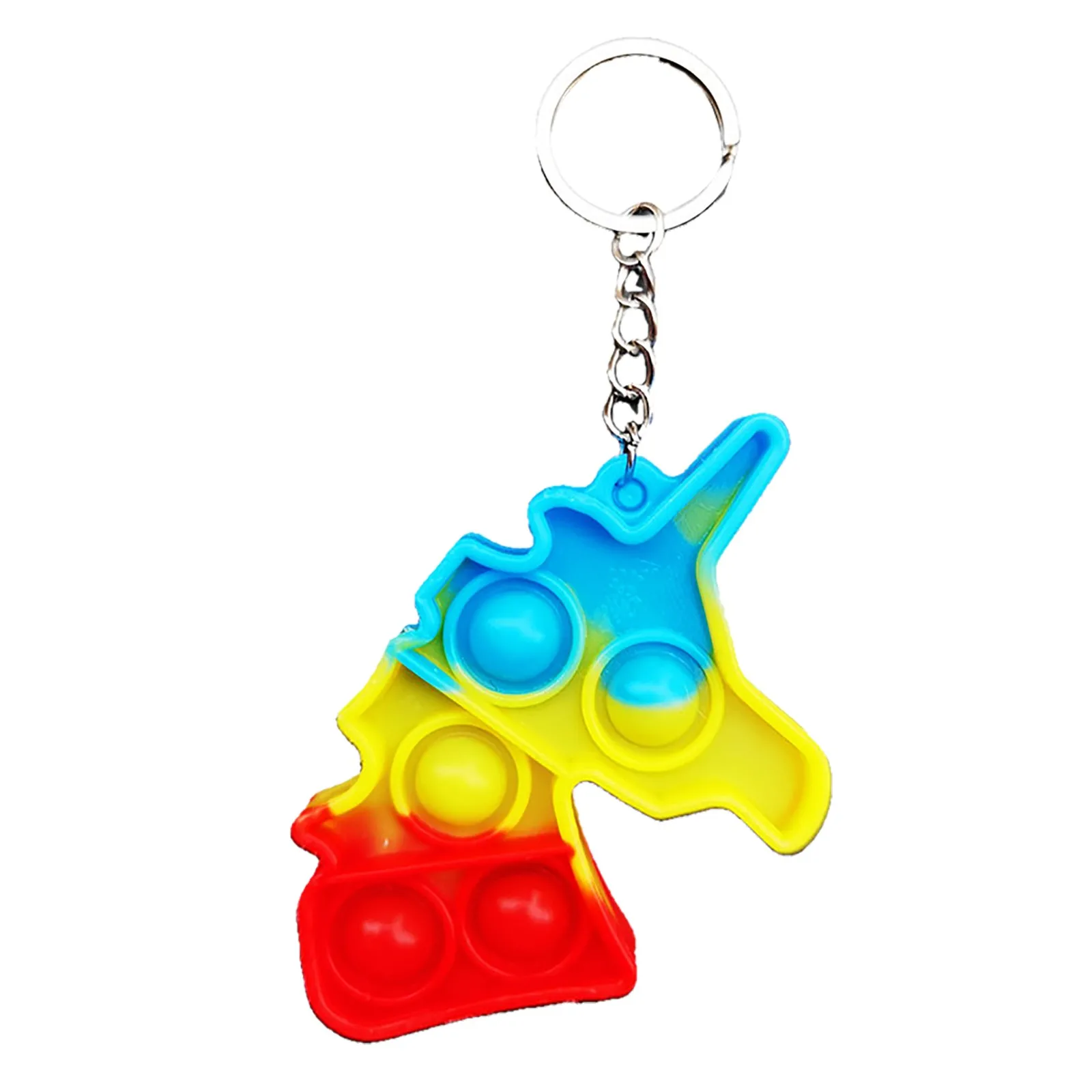 Push Pops Mini Keychain Dinosaur Fidget Toy For Autism Adhd Anxiety Anti Stress Relief Sensory Push Its Bubble Rainbow Toys squeezy toys Squeeze Toys