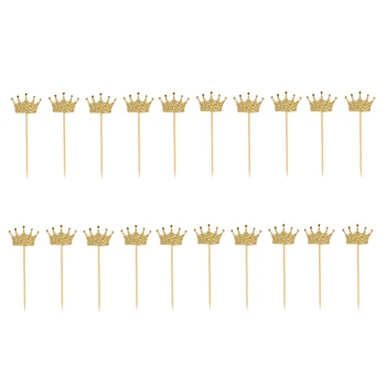 

Lot of 20pcs Gold Glitter Crown Wood Stick Cake Topper Wedding Engagement Wedding Cake Birthday Cake Decor Party Supplies