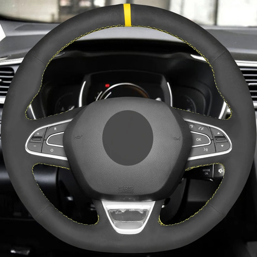 Mewant черная замшевая кожаная накладка на руль для Renault Kadjar 2015 2019 Koleos 2017 Megane 2016