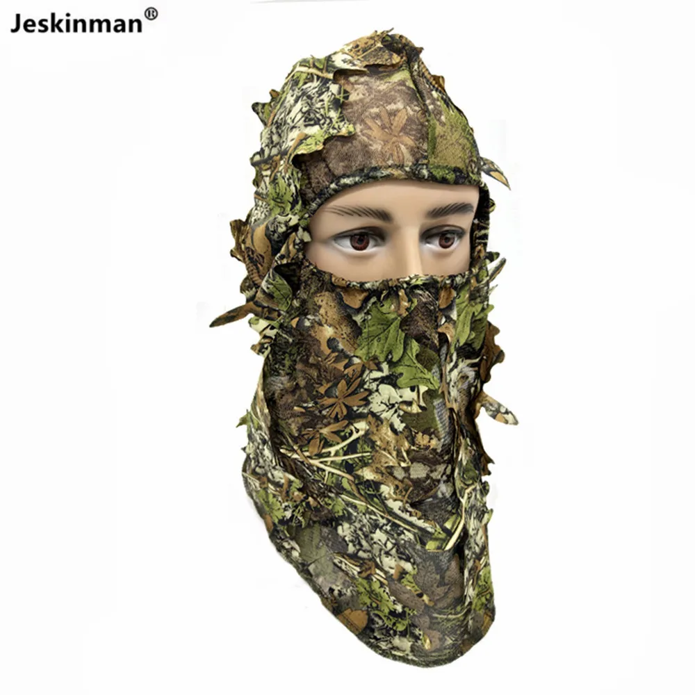 Super 3D Maple Leaves Bionic Camouflage Hunting Fishing Hat CS Combat Cosplay Breathable Mesh Head Cover Jungle Photography Hat