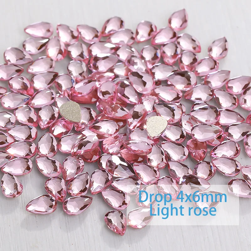 20/100Pcs Light Rose Nail Diamond Flatback Phone Patch Strass Chip Diy  Sequins Pink Plated Crystals Non Hotfix Rhinestone