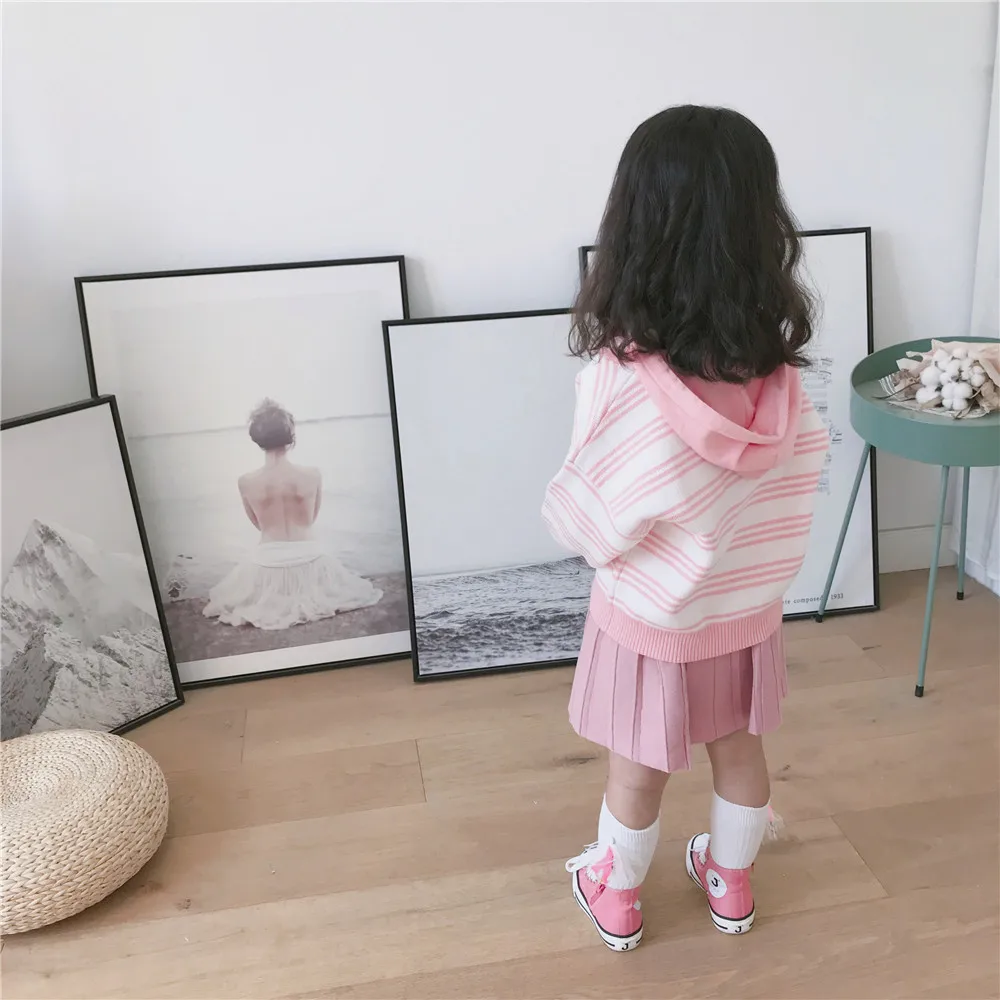 Tonytaobaby/осенне-зимняя одежда; Новая детская одежда; Хлопковый вязаный костюм с клубничкой; юбка; одежда для маленьких девочек