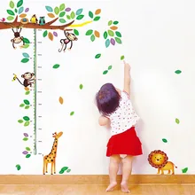 Dlx6028 Милая Обезьяна Жираф Дерево Высота наклейки детская комната Детский сад фон украшения съемные наклейки