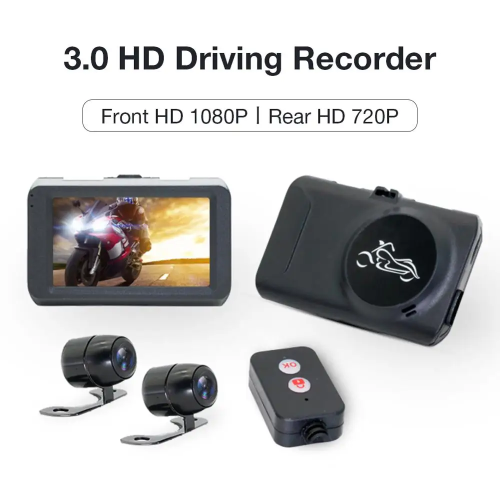 Мотоциклетная камера DVR локомотив рекордер передний и задний двойной объектив