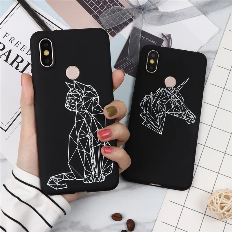 

TPU Animal Coque For Xiaomi Redmi 7 7A 6A S2 K20 Note 3 4X 5 5A 6 7 Pro Mi 9 SE 9T F1 A1 5X A2 6X 8 Lite Black Matte Luxury Case
