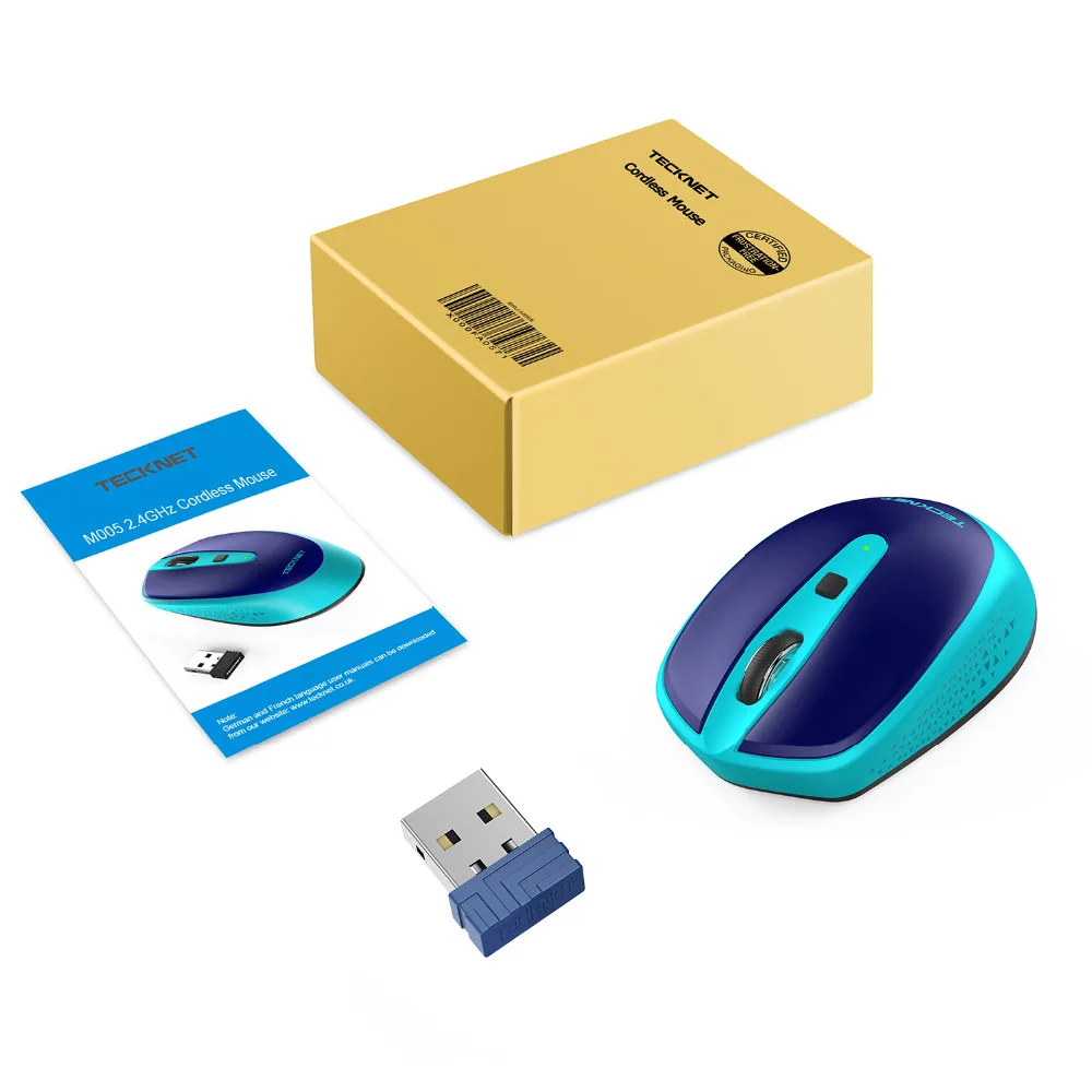 TeckNet Omni 2,4G Беспроводной оптический Мышь с USB нано-приемник 1600/1200/800 Точек на дюйм Портативный Мышь для портативного компьютера