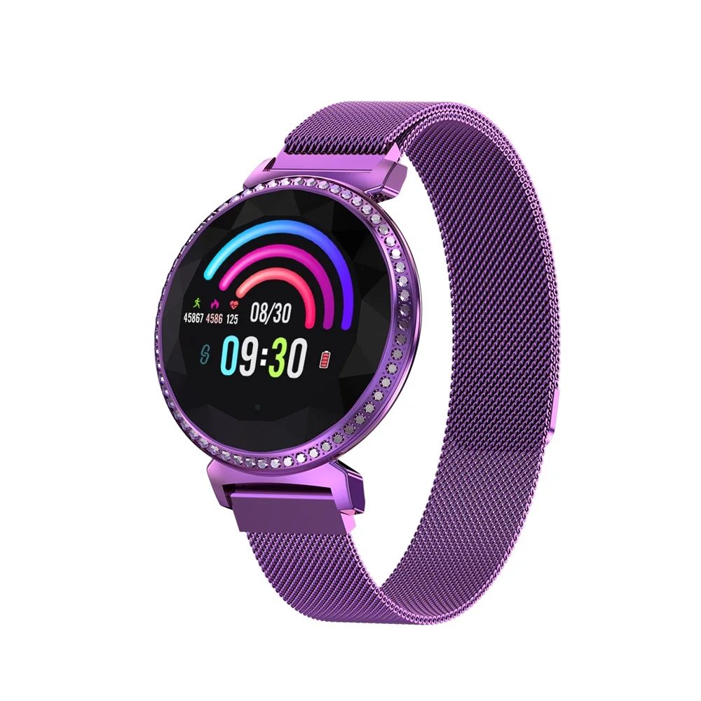 Фиолетовый Women Smart Watch Ladies Fitness Bracelet Connect Android ios Phone Waterproof Pedometer Sports Health Bluetooth Smartwatch - Цвет: Фиолетовый