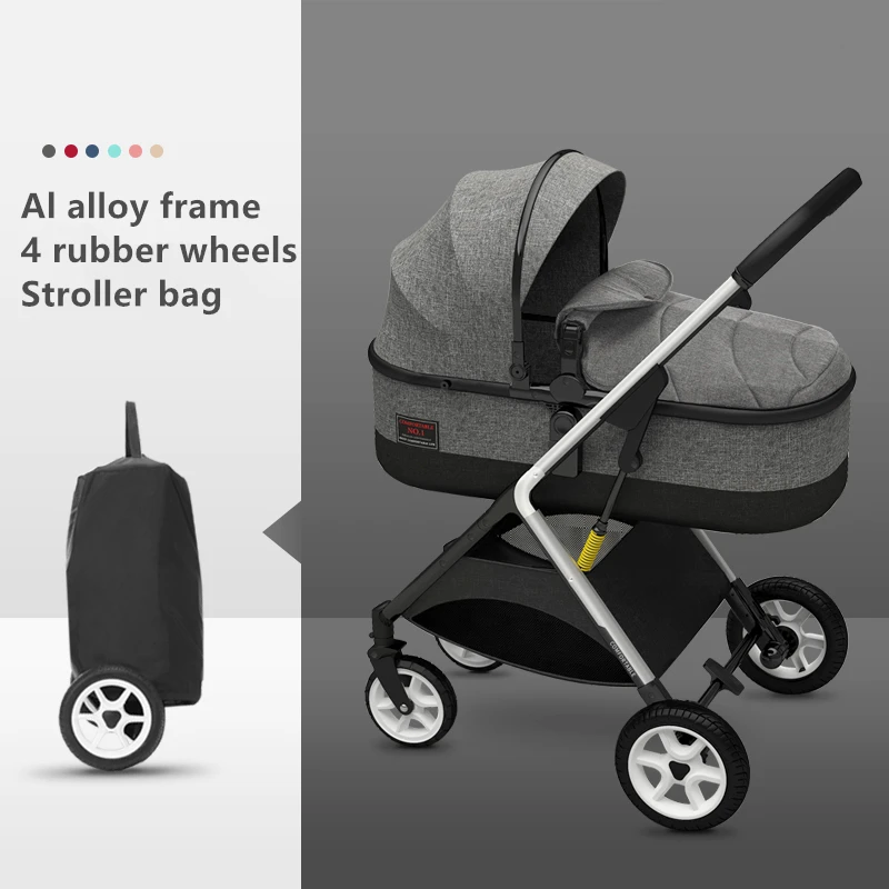 Trend  Adjustable Luxury Baby Stroller 3 in 1 Portable High Landscape Reversible Stroller Hot Mom Pink Str 