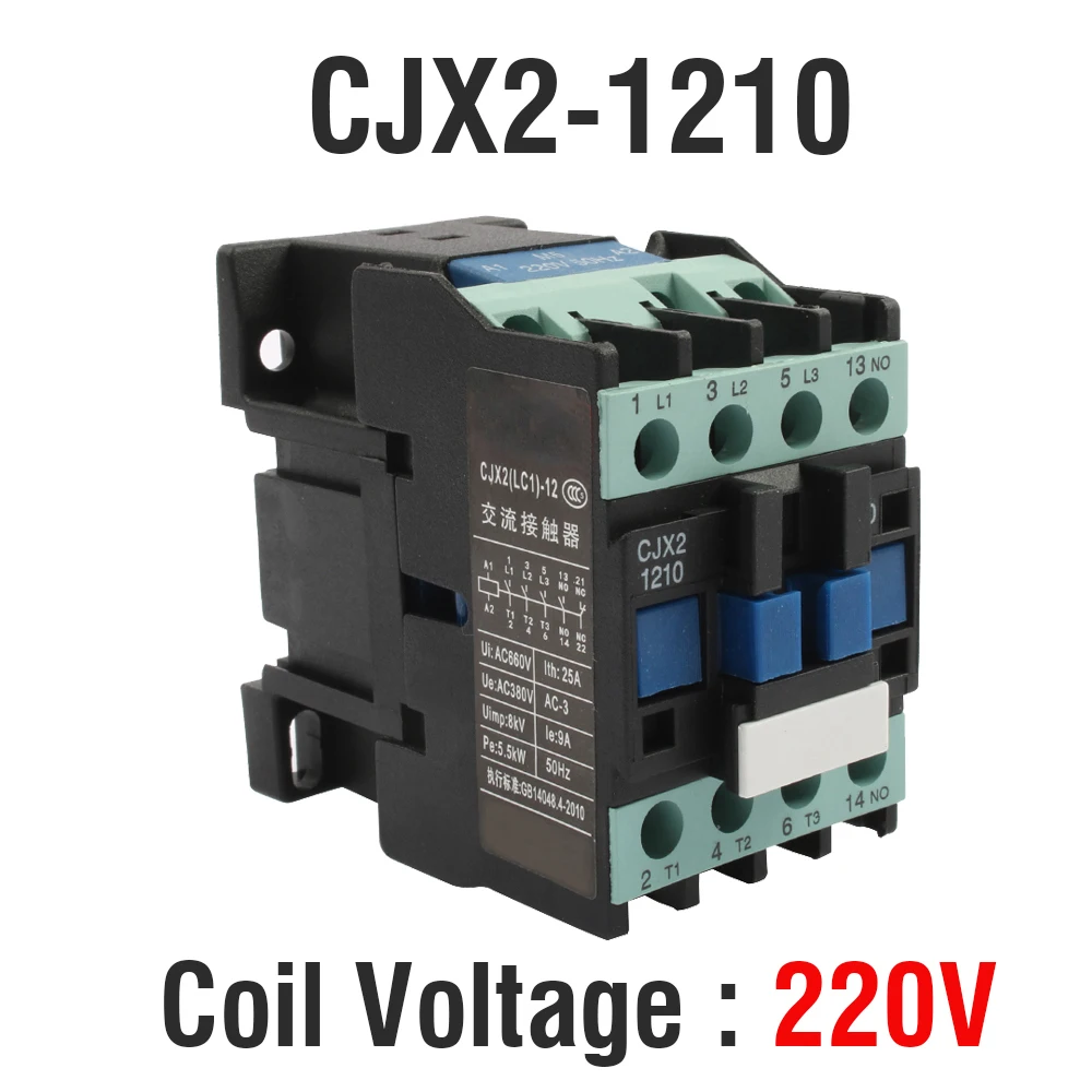 220V Вспомогательное оборудование KOHTAKTOP CJX2 1210 LC1 контактор переменного тока 220 В переменного тока 12A 50 Гц/60 Гц lc1 1210 220 В без использования с Поплавковым выключателем - Цвет: 220V