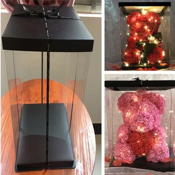 

Heighten Super Large Transparent Packaging Box Rose Bear Flower Gift Box High-end Flip Cake Box Dargees for Wedding Gift Box