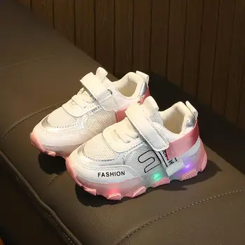 

Children's sports shoes luminous fashion breathable kids boys net shoes girls non-slip sports shoes lightweight running shoes