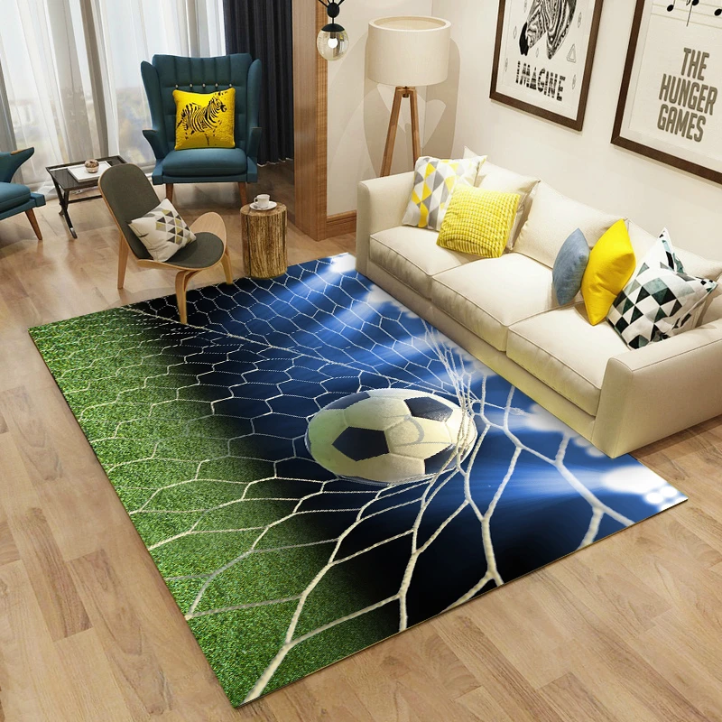 de fútbol alfombras para sala de estar, dormitorio, niños, patrón de impresión de fútbol 3D, alfombra grande para cocina, alfombra de baño, decoración del - AliExpress
