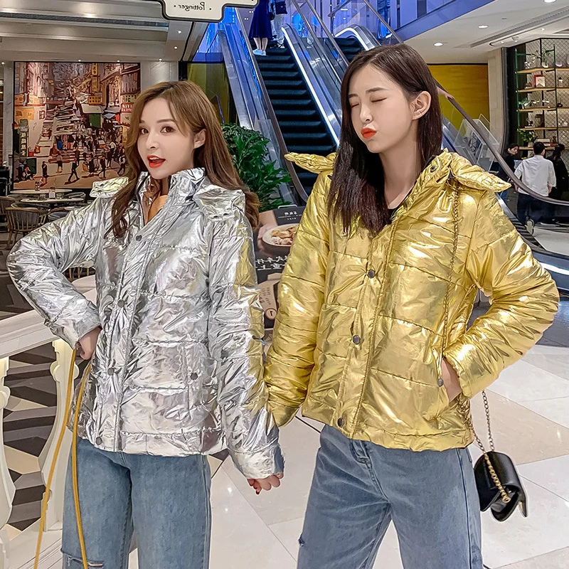 Зимняя Глянцевая пуховая парка женские куртки больших размеров зимняя теплая синяя Толстая парка Свободное пальто зимняя женская куртка верхняя одежда