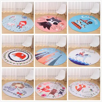 

Round Non-slip Carpet Floor Mat 60-100cm Children's Room Cartoon Area Rug Home Living Room Decoration Soft Bedside Carpet