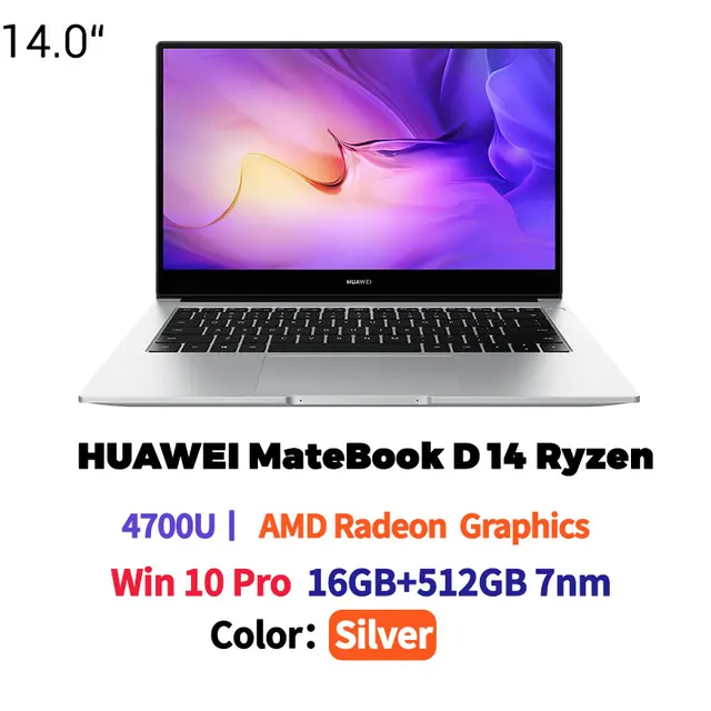 produce Beer output Huawei Matebook D 14 Laptop 14 Inch 2020 Notebook 7nm Amd Ryzen R5-4500u/r7-4700u  16gb Ddr4 512gb Ssd Windows 10 Pro English - Laptops - AliExpress