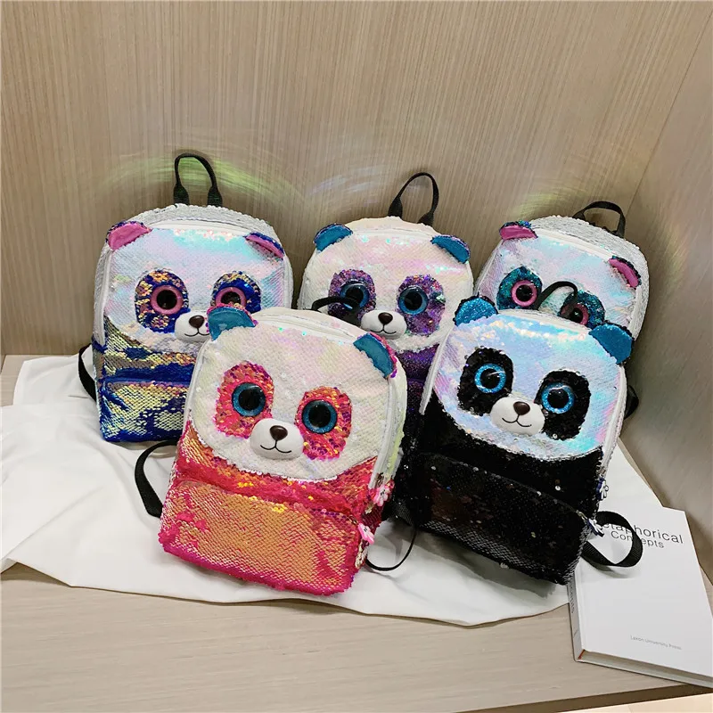 

CHILDREN'S Bag Korean-style 2019 New Style Sequin Bag Cartoon Red Panda School Bag