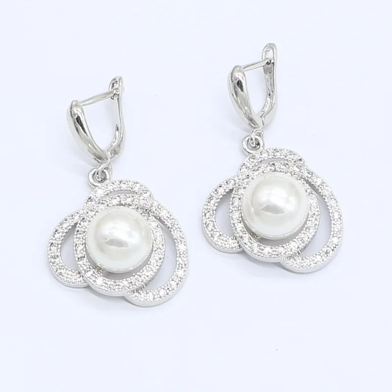 Новое поступление белый жемчуг 925 Серебряные Ювелирные наборы для женщин эксклюзивный браслет ожерелье кулон серьги кольцо подарок на день рождения