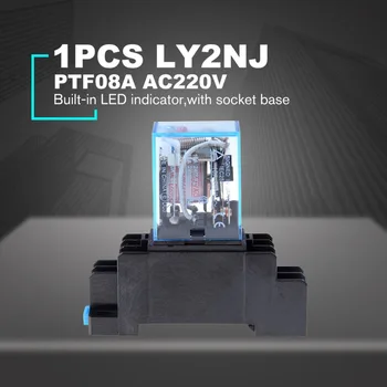 

AC 220V Coil Power Relay LY2NJ DPDT 8 Pin PTF08A JQX-13F With Socket Base Electronic Micro Mini Electromagnetic Module Switch