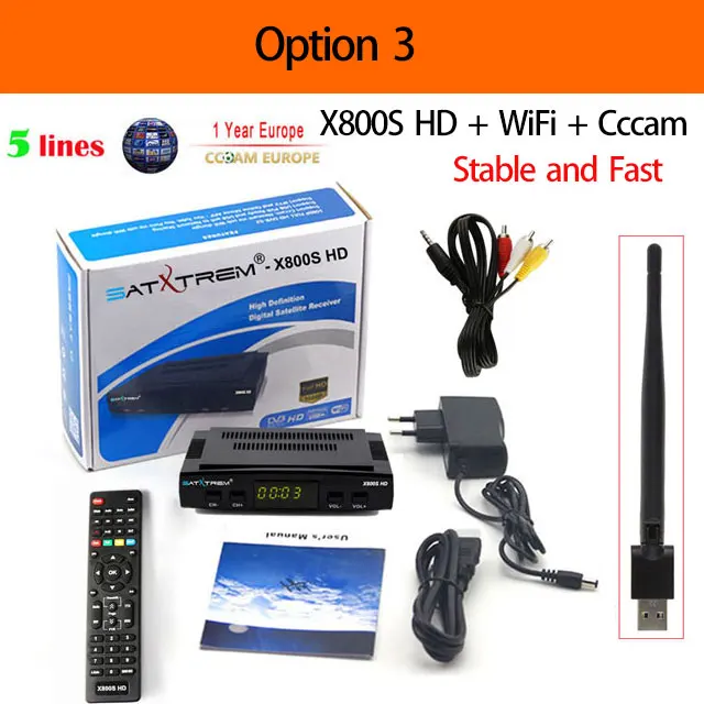 box with wifi cccam Спутниковый ресивер Satxtrem X800s для цифрового ТВ DVB-S2, индийский спутниковый декодер DVB S2 Box HD ТВ-тюнер 1080P с Usb Wifi - Цвет: box with wifi cccam