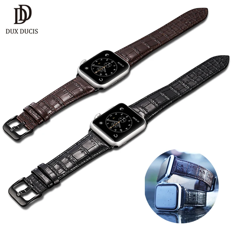 

DUX DUCIS Genuine Leather Watch Band for Apple Watch Series 4 3 2 1 Crocodile Grain Strap for Iwatch 40mm 44mm 38mm 42mm