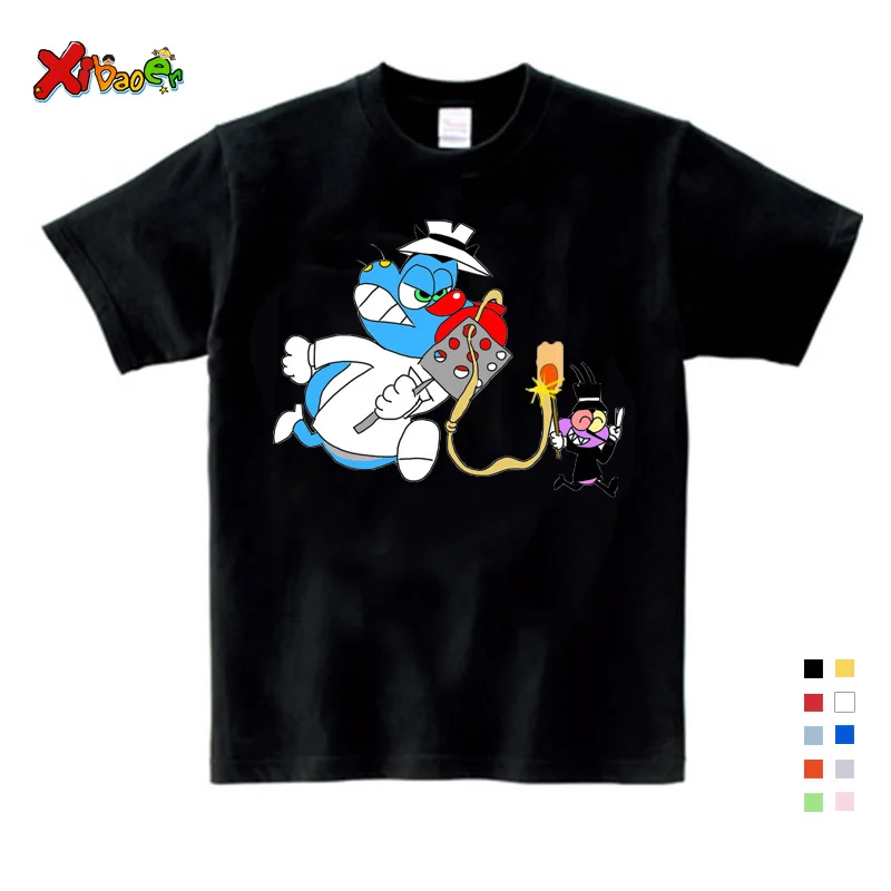 Oggy и тараканы; детская футболка с короткими рукавами дышащая футболка из чистого хлопка для мальчиков и девочек летняя детская футболка - Цвет: Kids T-shirt