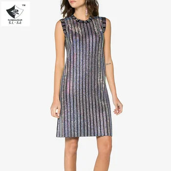 

OLDZG. . Boutique 2019 . Explosions G Home Full Body Shiny Heavy Work Hot Drilling Knitted Vest Dress