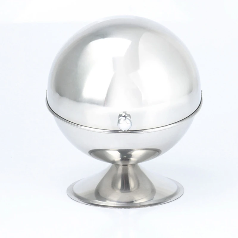 

1pcs Kitchen Sugar bowl Round Ball Shape Cup Stainless Steel Salt Silver Pot Container Seasoning household supplies hot sale