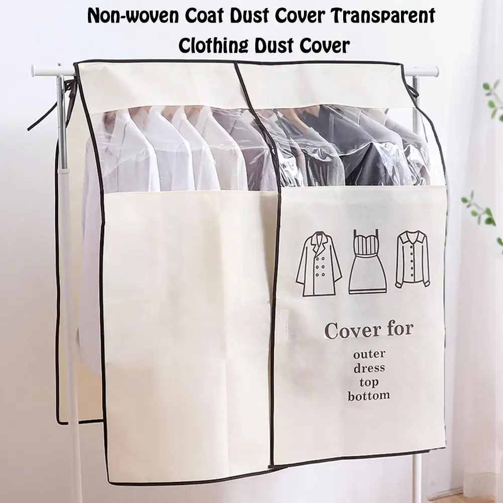 

AIHOME Non-woven Coat Dust Cover Clothing Dust Cover Household Tarpaulin Transparent Clothes Set Hanging Clothes Pocket