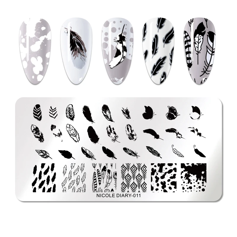 NICOLE дневник дизайн ногтей штамп для штамповки ногтей шаблон цветок Геометрические Животные DIY Дизайн ногтей маникюр изображение пластины трафарет - Цвет: NICOLE DIARY-011