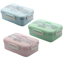 Microwave Lunch Box Wheat Straw Dinnerware Food Storage Container Children Kids School Office Portable Bento Box