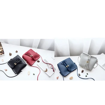 

Women's Handbag Bag PU Leather Bag Female Fashion Tassel Messenger Bag Mini Bag Mobile Wallet