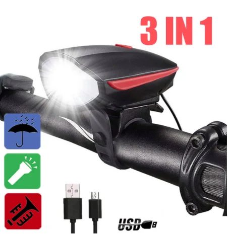 Only Headlight Велосипедный звонок usb зарядный светильник головной светильник для велосипеда MTB дорожный Велоспорт - Цвет: Only Headlight