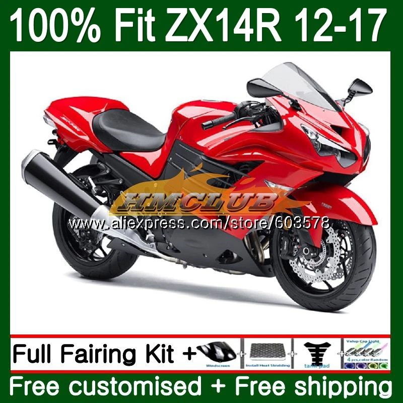 Инъекции для KAWASAKI ZX-14R 2012 2013 глянцевый красный 115CL. 37 ZX 14R ZZR1400 ZX14R для детей возрастом 12, 13, 14, 15, 16, 17, обтекатель