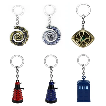 

Doctor Who Keychain Strange Eye of Agamotto Key Chain TARDIS Key Rings For Gift Chaveiro Car Key Ring Jewelry Movie Trinket