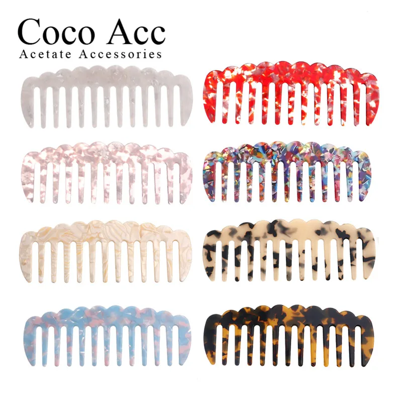 

wave shaped high-end mixed design Comfortable acetate beige tortoise shell acetate hair combs for fashion